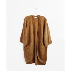 H&M Light Toffee Brown Long Sleeve Open Front Long Cardigan Sweater size Medium
